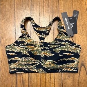 Virus Black and Tan Patterned Sports Bra